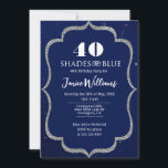 Sombras do Convite Azul de Aniversário<br><div class="desc">Este elegante convite azul e dourado é para um tom de festa de aniversário azul. Você pode mudar o convite para qualquer idade.</div>