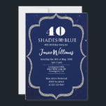 Sombras do Convite Azul de Aniversário<br><div class="desc">Este elegante convite azul e dourado é para um tom de festa de aniversário azul. Você pode mudar o convite para qualquer idade.</div>