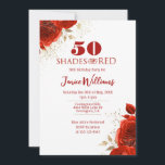 Sombras do Convite de Aniversário Vermelho<br><div class="desc">Este elegante convite vermelho e dourado é para um tom de festa de aniversário azul. Você pode mudar o convite para qualquer idade.</div>