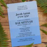 Sombras do Nome Azul Hebraico Bar Mitzvah Convite<br><div class="desc">Na moda e clássico,  esses convites Mitzvah Bar apresentam um fundo de gradiente azul e são totalmente personalizáveis para dizer exatamente o que você quer!</div>