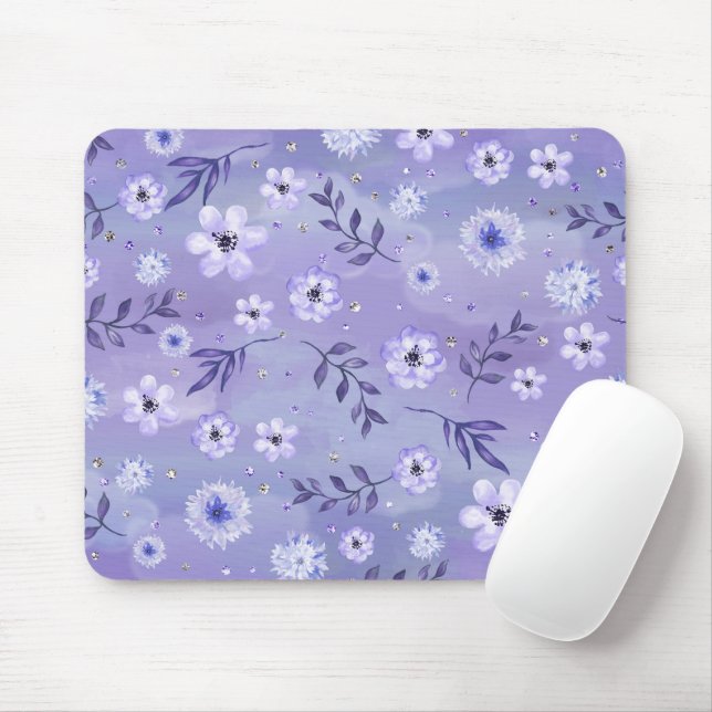 Sombras Elegantes de Mousepad Floral Roxo (Com mouse)