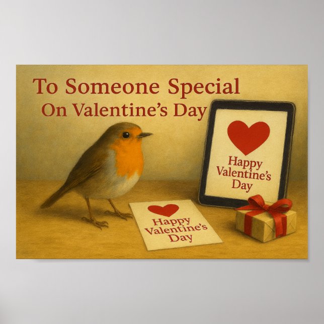 Someone Special On Valentine's Day Robin Poster (Frente)
