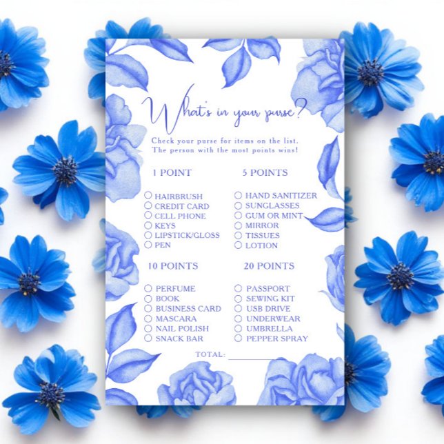 Something blue floral Bridal shower purse game (Criador carregado)