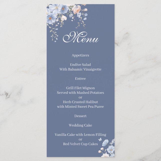 Something blue floral  Menu (Frente)