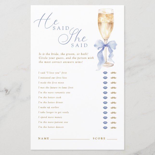 Something  Blue He Said She Said Game (Frente)