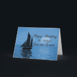 Son-in-Law, um cartão de aniversário de iate à lua<br><div class="desc">Envie cartões de aniversários com esta bela carta. Um iate veleja através de uma grande lua azul,  sobre um oceano tranquilo. Um cartão de excelente para um caçador ou marinheiro.</div>