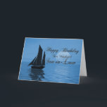 Son-in-Law, um cartão de aniversário de iate à lua<br><div class="desc">Envie cartões de aniversários com este belo cartão. Um iate veleja através de uma grande lua azul,  sobre um oceano tranquilo. Um cartão de excelente para um caçador ou marinheiro.</div>