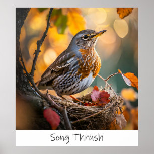 Song Thrush - Archival Bird Impressão