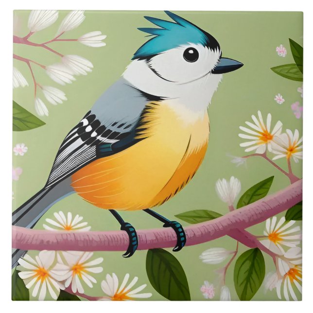 Songbird Colorido Emitido na Ramificação Brilhante (Frente)