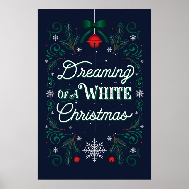 Sonhando com uma Poster de Natal Branco 24x36 (Frente)
