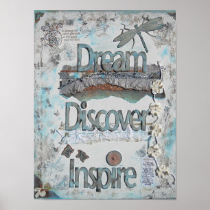 Sonhe, descubra, inspire o poster das citações  
