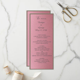 sonho cor-de-rosa, menu e programa de casamento