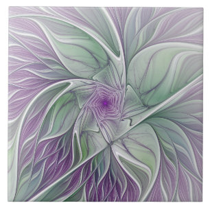 Sonho de Flor, Arte Fractal Verde Abstrato púrpur