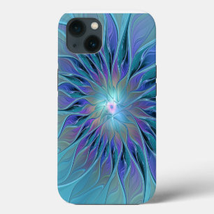 Sonho de Flor Roxa Azul Arte Fractal Abstrata