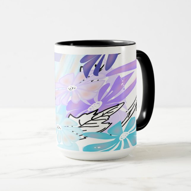 Sonho de Pena de Lavanda — Caneca Borboleta Abstra (Frente Esquerda)