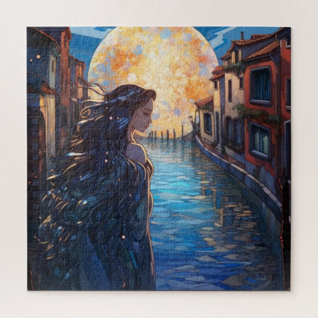 Sonho do Canal ao Luar – Quebra-Cabeça Artístico (Vertical)