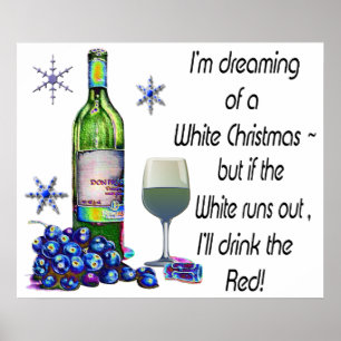 Sonho do poster cómico do Natal do vinho branco