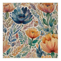 Sonho Floral Vibrante: Arte de Parede Aquarela