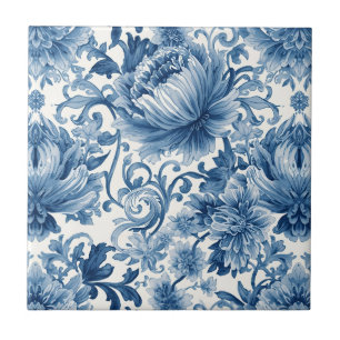 Sonhos Azuis   Chinoiserie de Aquarela Floral Bran