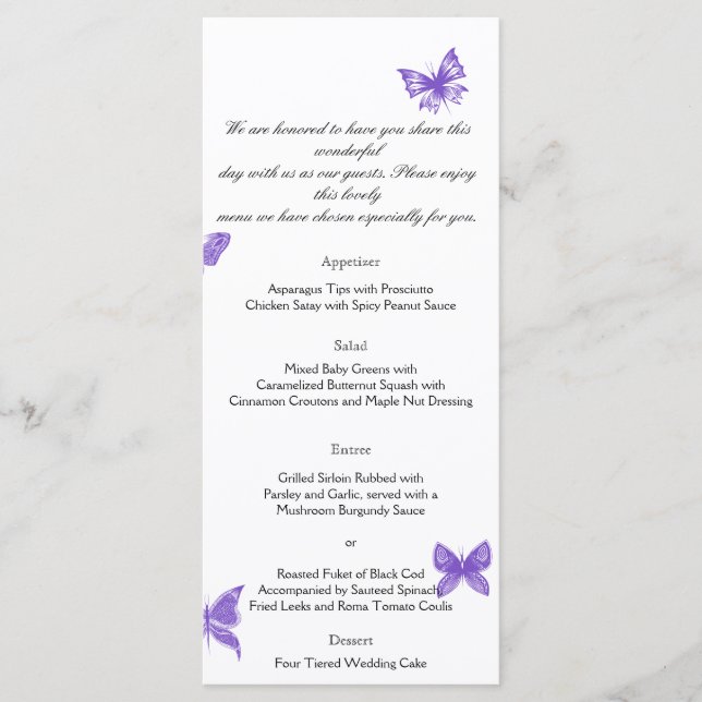Sonhos De Borboleta: Menu Casamento Violeta (Frente)