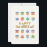 Sonhos e estrelas de Hanukkah felizes e Personaliz<br><div class="desc">Um design de Hanukkah divertido e festivo com sonhos e estrelas coloridos. Este design pode ser personalizado com sua própria mensagem. Um padrão moderno,  não tradicional,  design e com sonhos estilizados e estrelas de formas geométricas de David.</div>