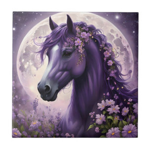 "Sonhos Floridos: A Fantasia Floral Roxa do Cavalo