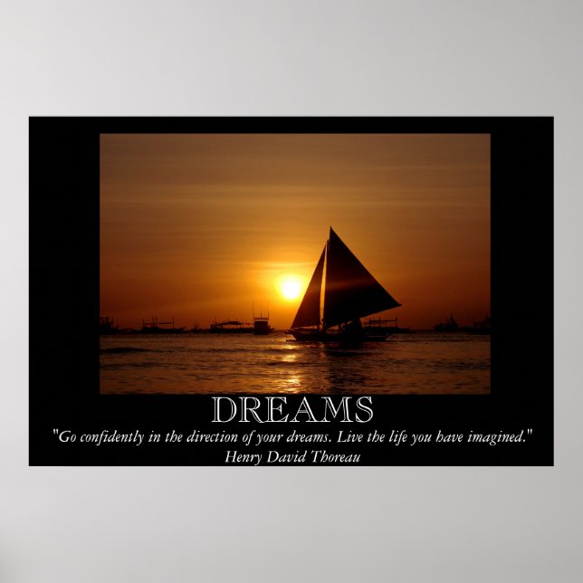 Sonhos Poster Motivacional Sunset Sailboat (Frente)