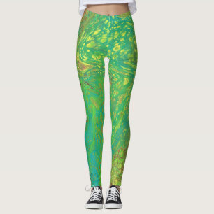 Sonhos Vagabundos 2 Leggings Verdes Abstratos Únic