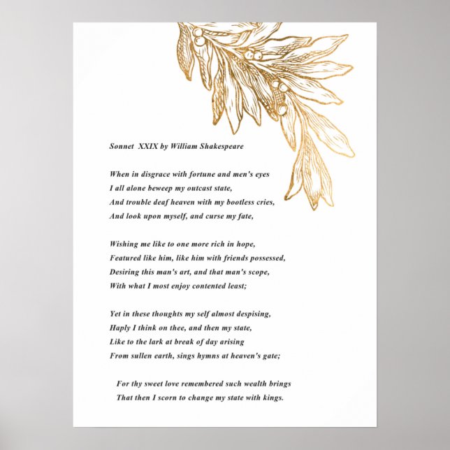 Sonnet 29 by William Shakespeare Poster (Frente)