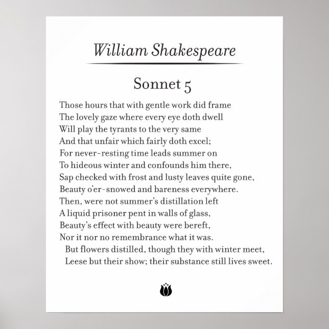 Sonnet 5 por William Shakespeare Poster (Frente)