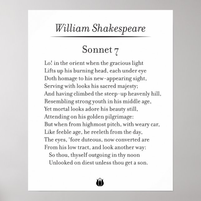 Sonnet 7 por William Shakespeare Poster (Frente)