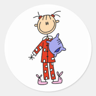 Sono sobre a menina em sua etiqueta dos pijamas