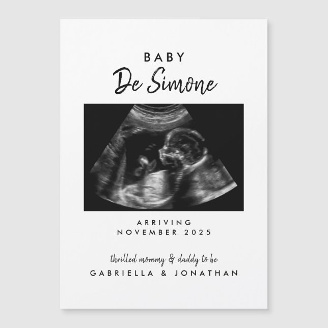 Sonogram Photo Pregnancy Announcement Magnet Card (Frente)