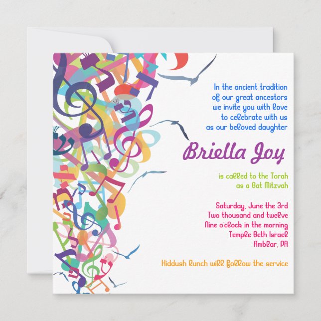 SONS do convite de Mitzvah do bar do bastão de (Frente)