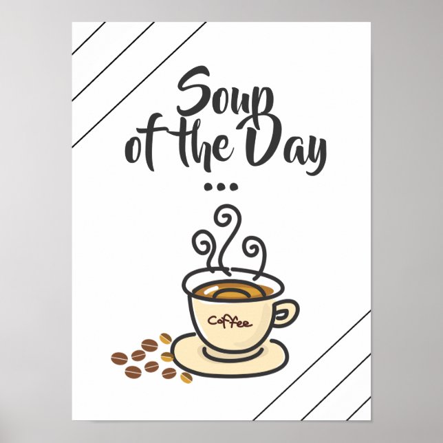 Sopa do dia, Poster de café engraçado (Frente)