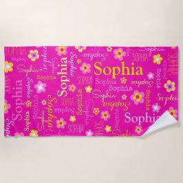 Sophia floresce a toalha de praia conhecida