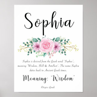 Sophia Name Significa Impressão com Flores Rosa