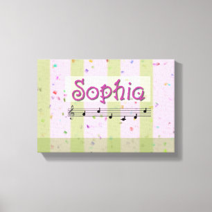 Sophia Pink Green Musical Name Canvas