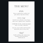 Sophia White Modern Wedding Menu<br><div class="desc">Folheto moderno de cardápio de casamento com um design simples,  mas elegante.</div>