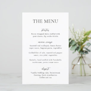 Sophia White Modern Wedding Menu
