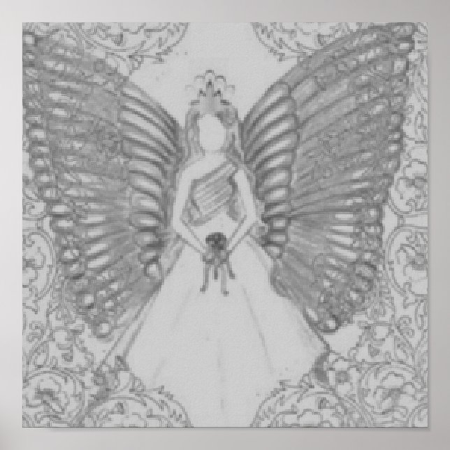 Sophisticated Angelic Sweet 16 Grey Poster (Frente)