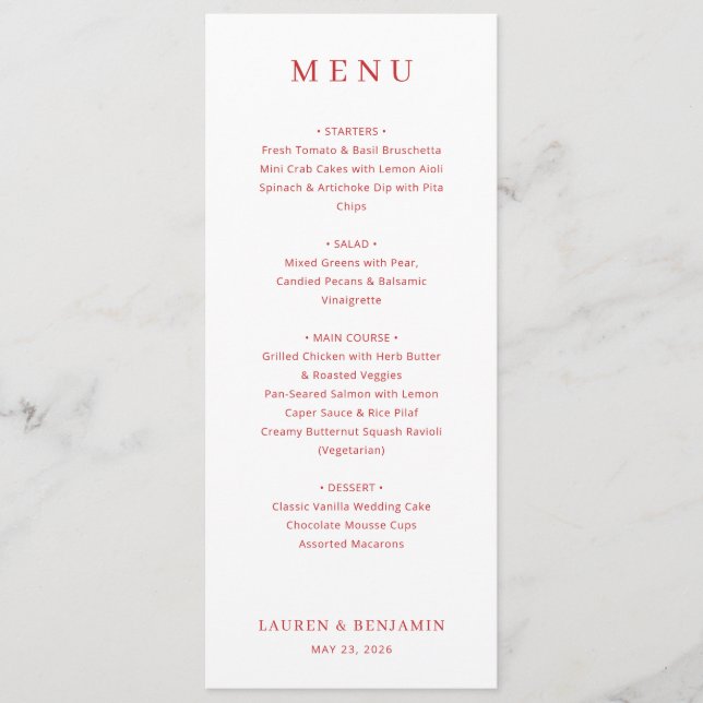 Sophisticated Peach Minimalist Menu (Frente)