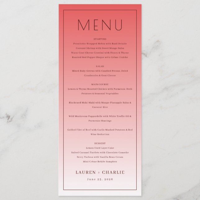 Sophisticated Pink Menu Template (Frente)