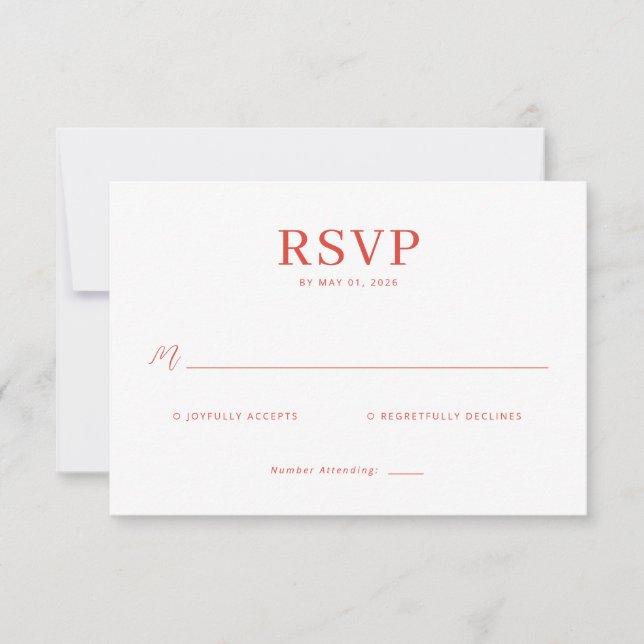 Sophisticated Red RSVP Card (Frente)