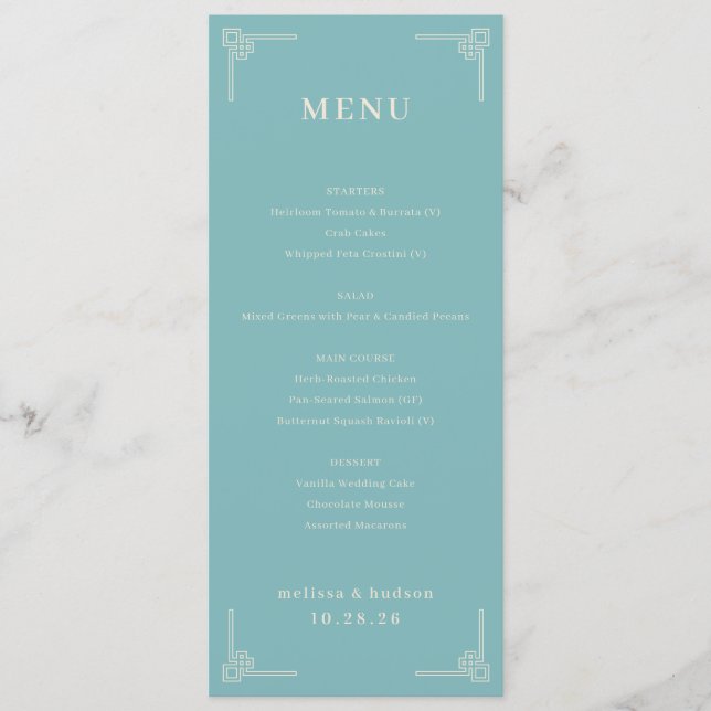 Sophisticated Teal Geometric Menu (Frente)