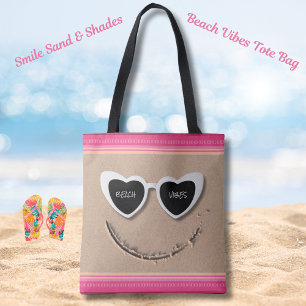 Sorria Areia e Sombras Praia Vibes Verão Tote Bag