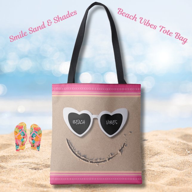 Sorria Areia e Sombras Praia Vibes Verão Tote Bag (Smile Sand & Shades Beach Vibes Tote Bag)