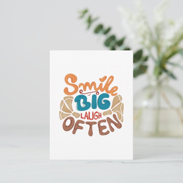 Sorria Grande Ria Muitas Vezes Cartão Postal (Em pé/Frente)