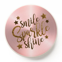 Sorria Rosa Dourada Metálico brilhante