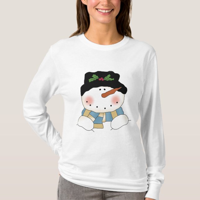 Sorrindo Camisetas e presentes de boneco de neve (Frente)